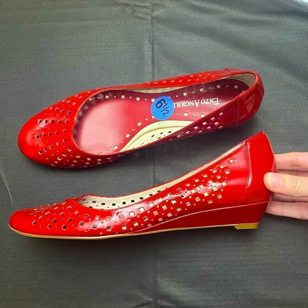 Enzo Angiolini Red Patent Cutout Ballet Flats 6.5
